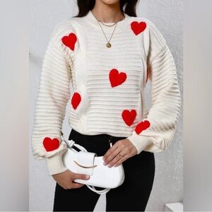 A Classy Chic Boutique Cream Heart Sweater